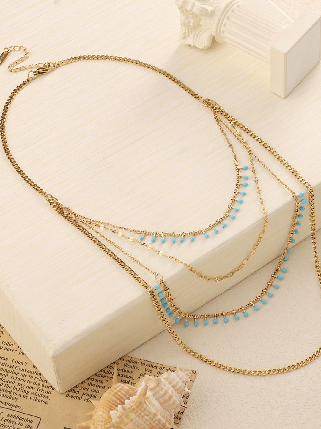 

SALTY Sleek Layered Stainless Steel Necklace, Gold