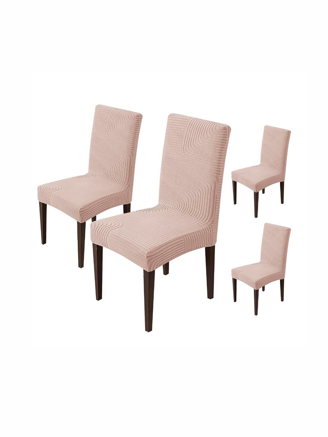 

HOUSE OF QUIRK Pink 4 Pieces Striped Jacquard Removable & Washable Chair Covers