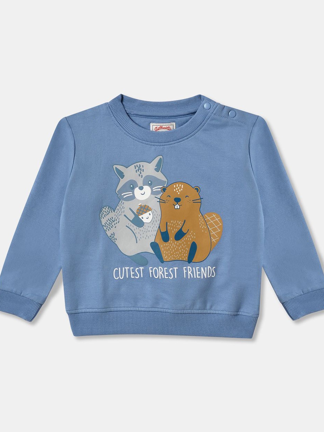

R&B Girls Graphic Printed Round Neck Cotton Pullover Sweatshirt, Blue