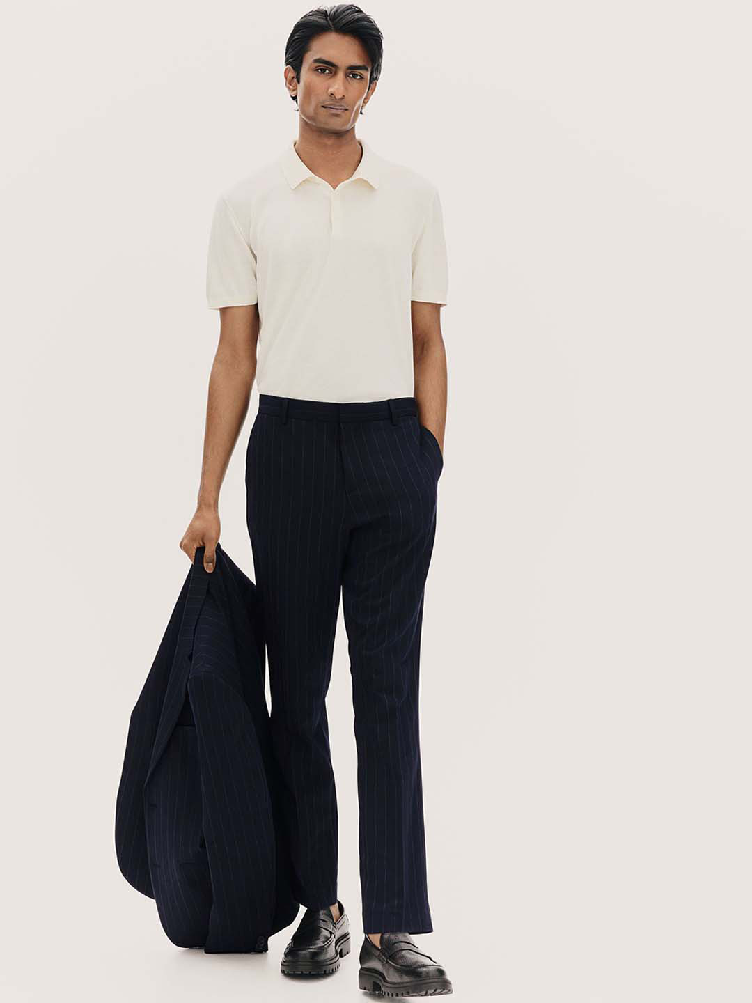 

H&M Men Slim Fit Suit Trousers, Blue