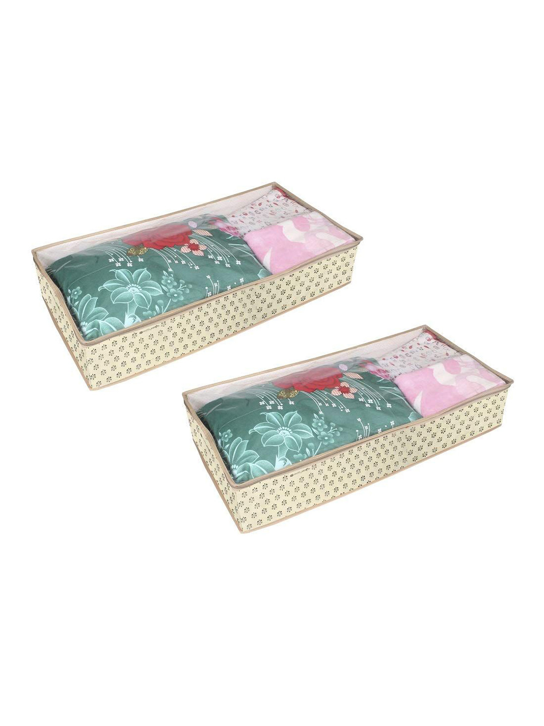 

prettykrafts Yellow & Transparent 2 Pieces Printed Reusable Multi-Utility Organisers