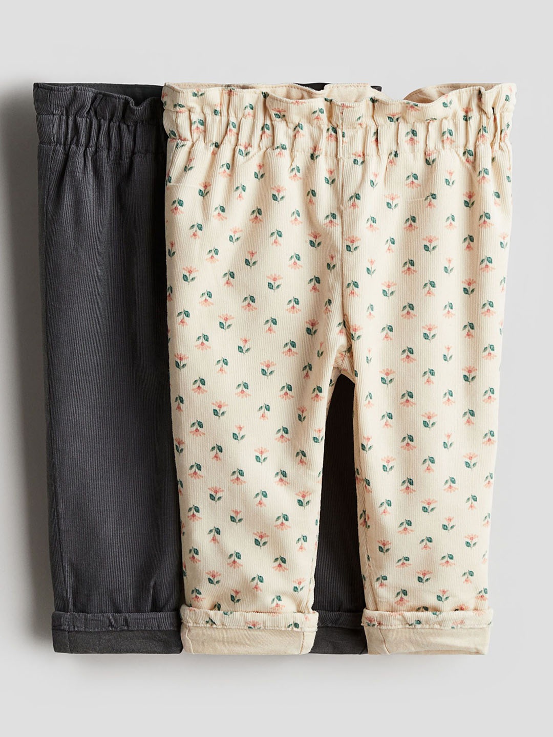 

H&M Infant Girls 2-Pack Paper Bag Trousers, Beige