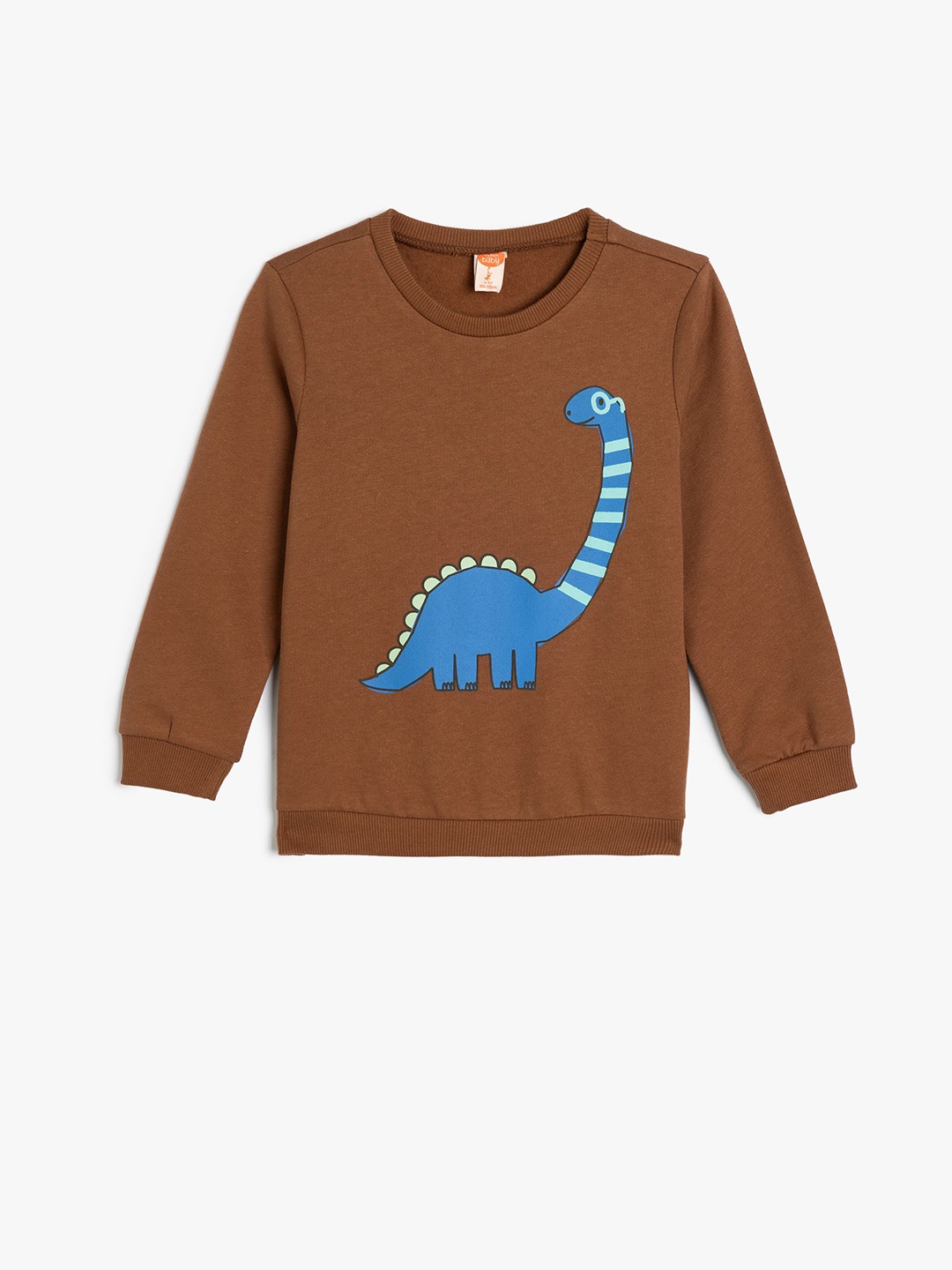 

Koton Boys Graphic Printed Round Neck Cotton Pullover Sweatshirt, Brown
