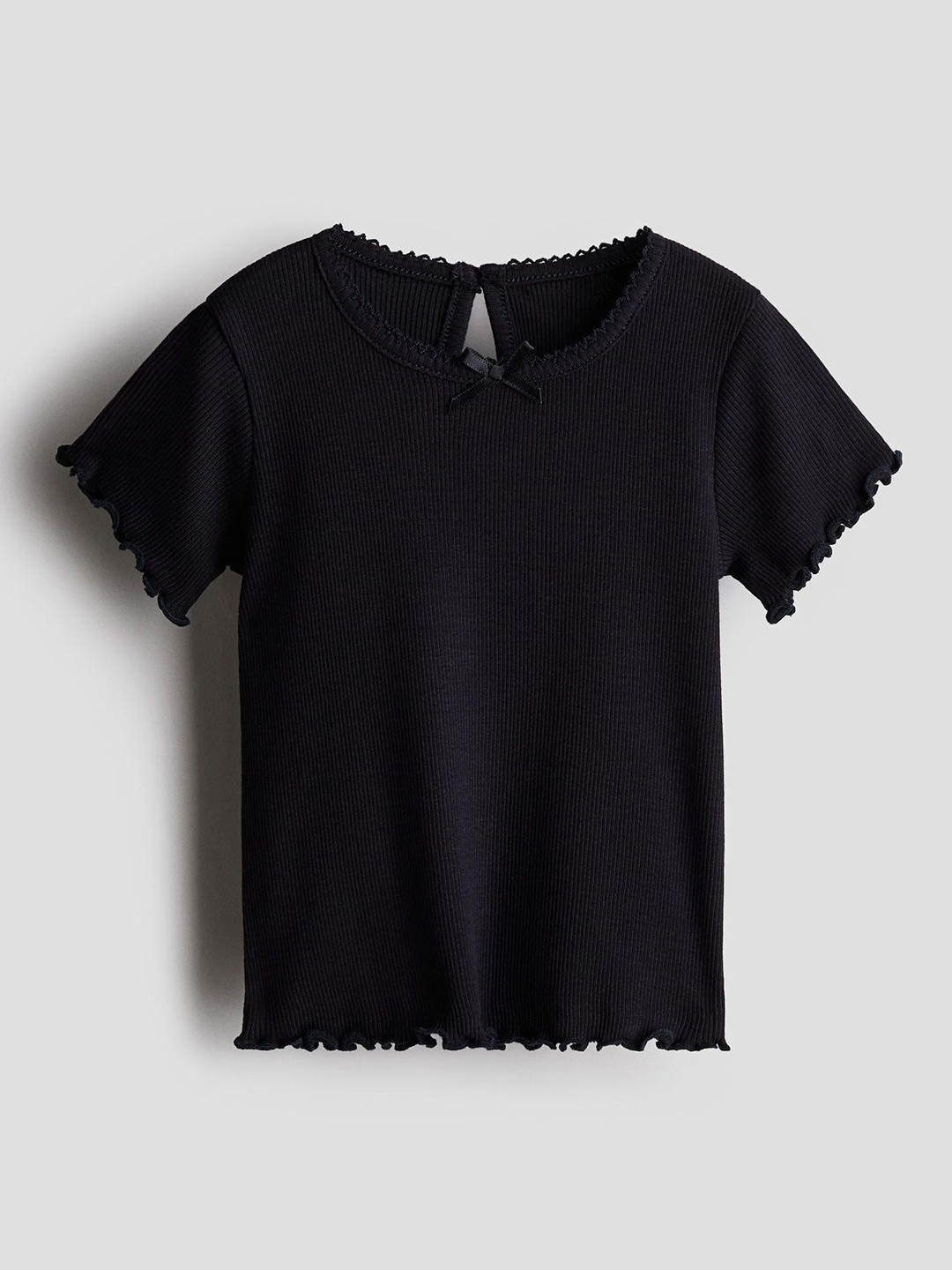 

H&M Girls Ribbed Jersey Top, Black