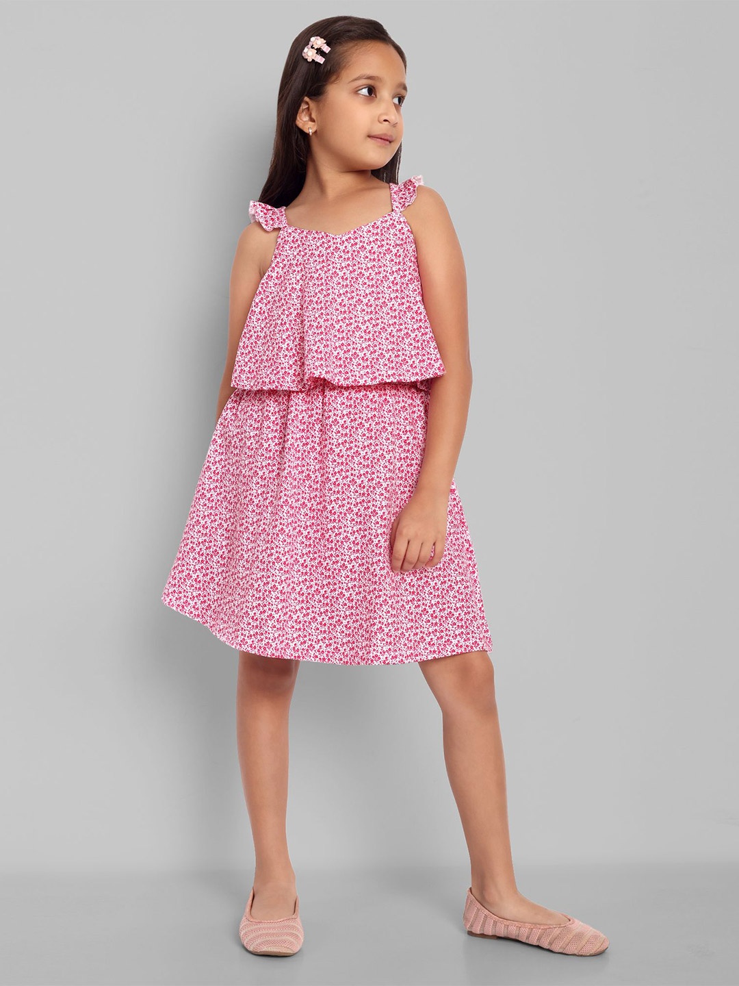 

ONE SKY Floral Print Fit & Flare Cotton Dress, Purple