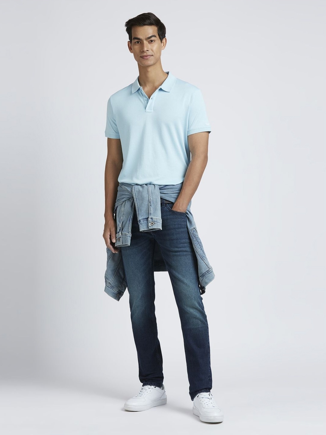 

Pepe Jeans Men Solid Polo Collar Cotton T-shirt, Blue