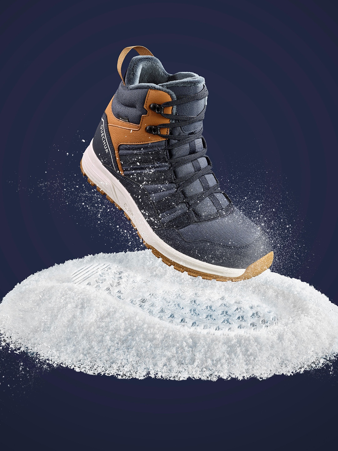 

Quechua By Decathlon Men High Ankle Warm Waterproof Snow Hiking Shoes, Navy blue