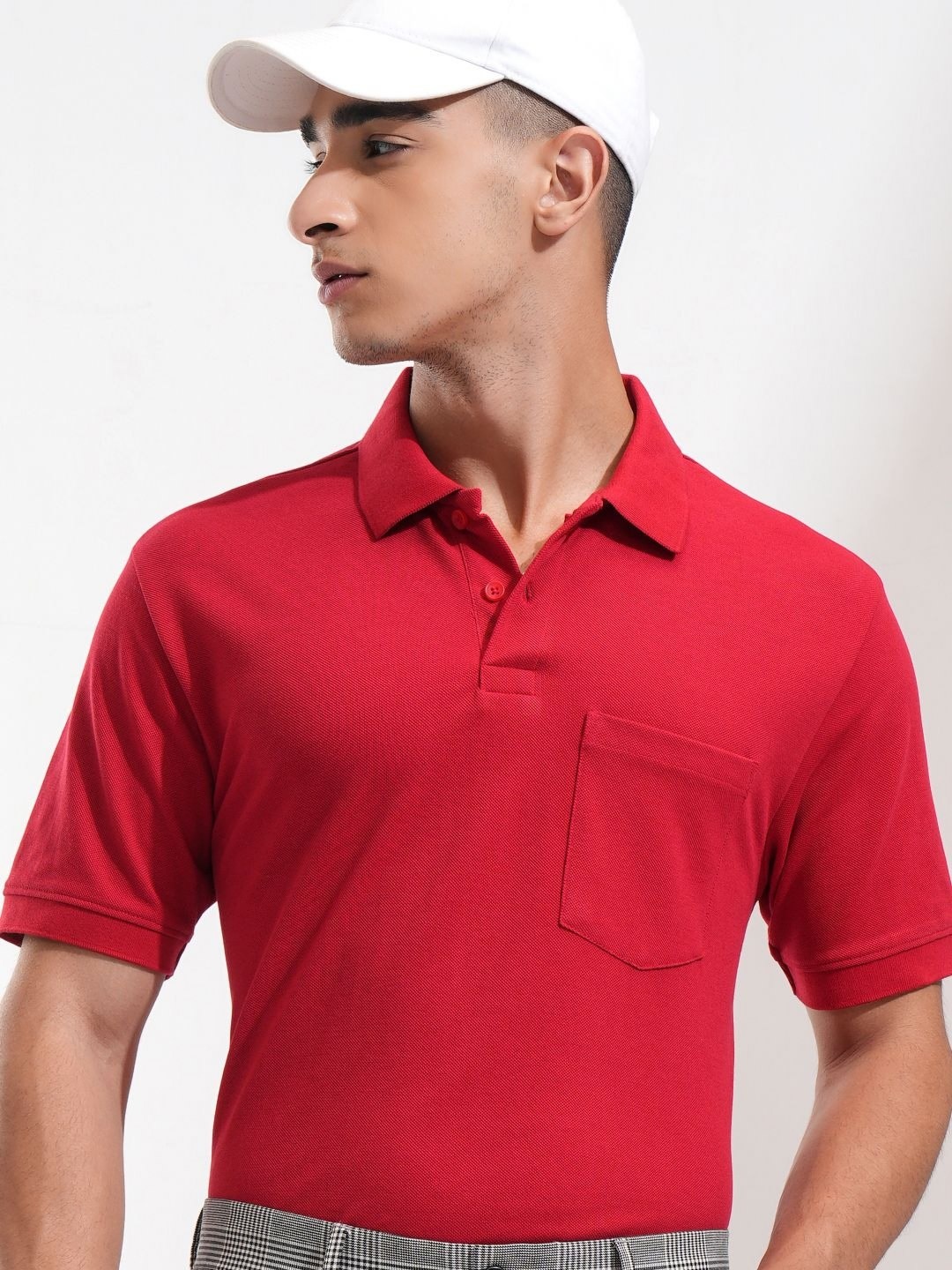 

HIGHLANDER Men Solid Polo Collar Cotton T-shirt, Maroon