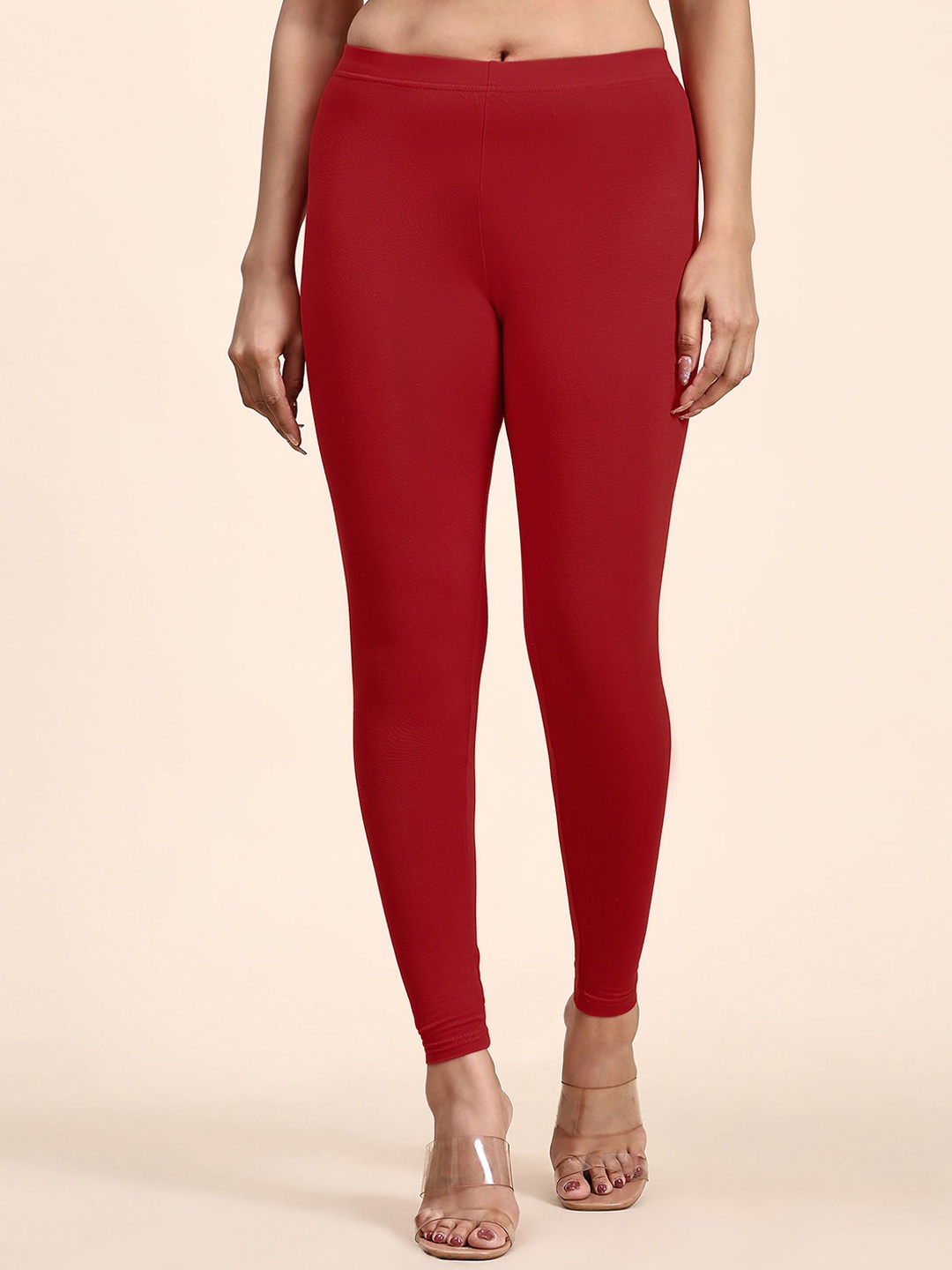 

Outflits Women Ankle-Length Leggings, Red