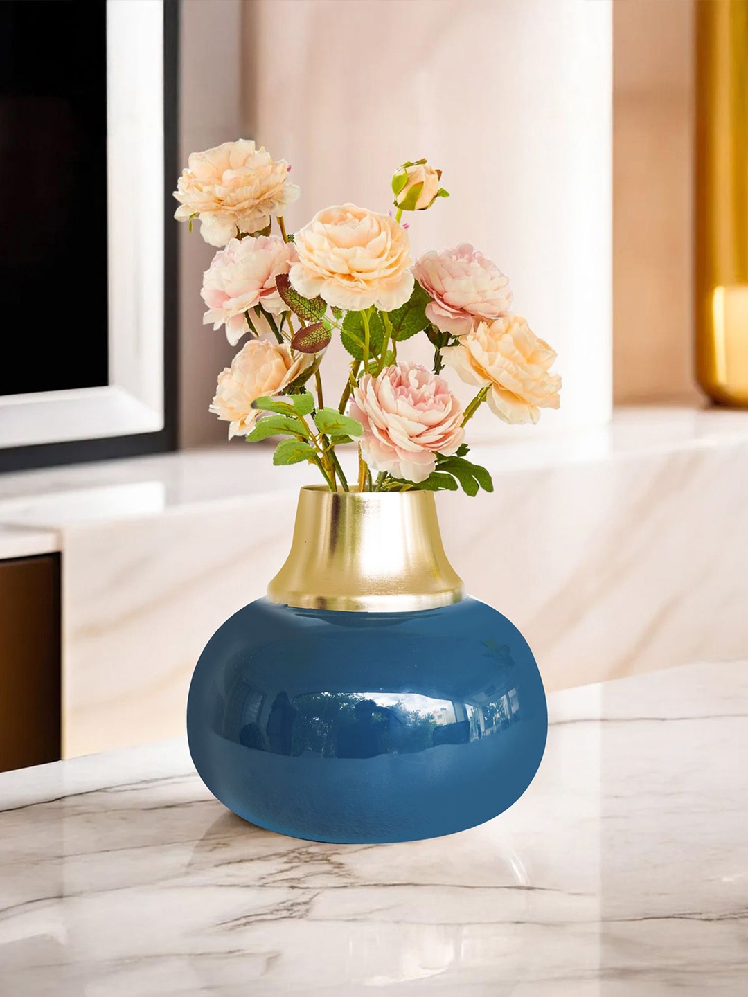 

Ekhasa Blue & Gold Toned Metal Enamel Flower Vase