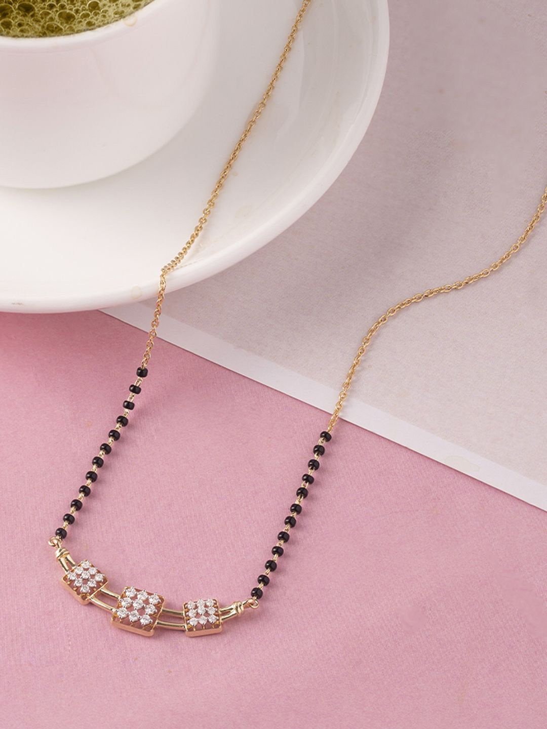 

Mia by Tanishq 14KT BIS Hall Mark Gold & Diamond Mangalsutra, Yellow