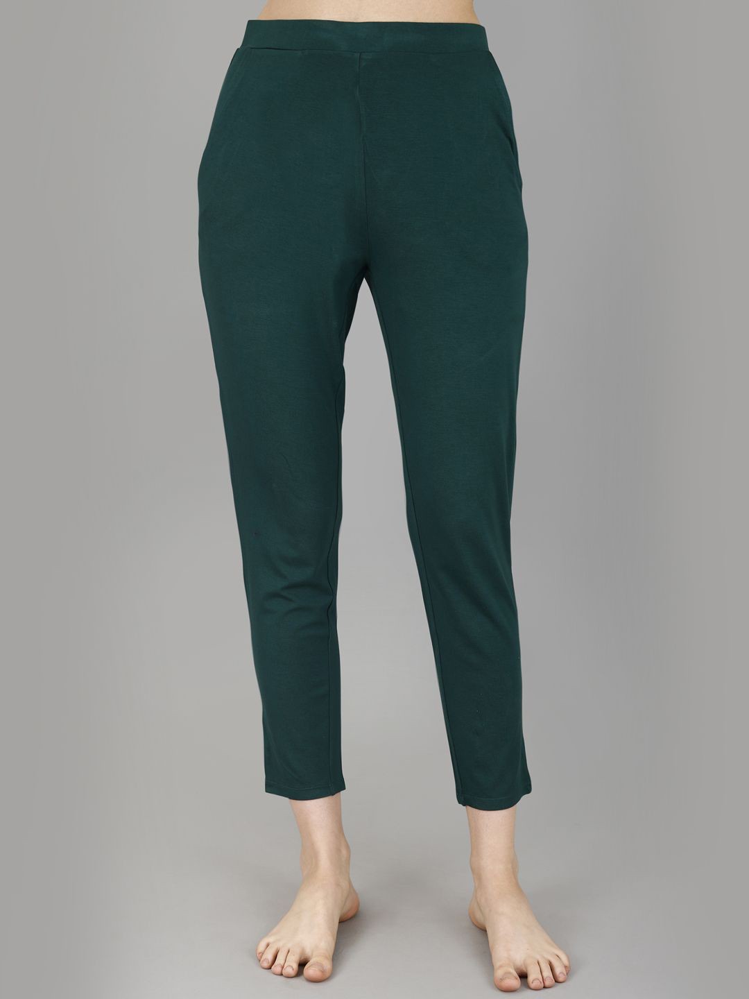 

Soie Women Mid Rise Ankle Length Supersoft Lounge Pants with Pockets, Green