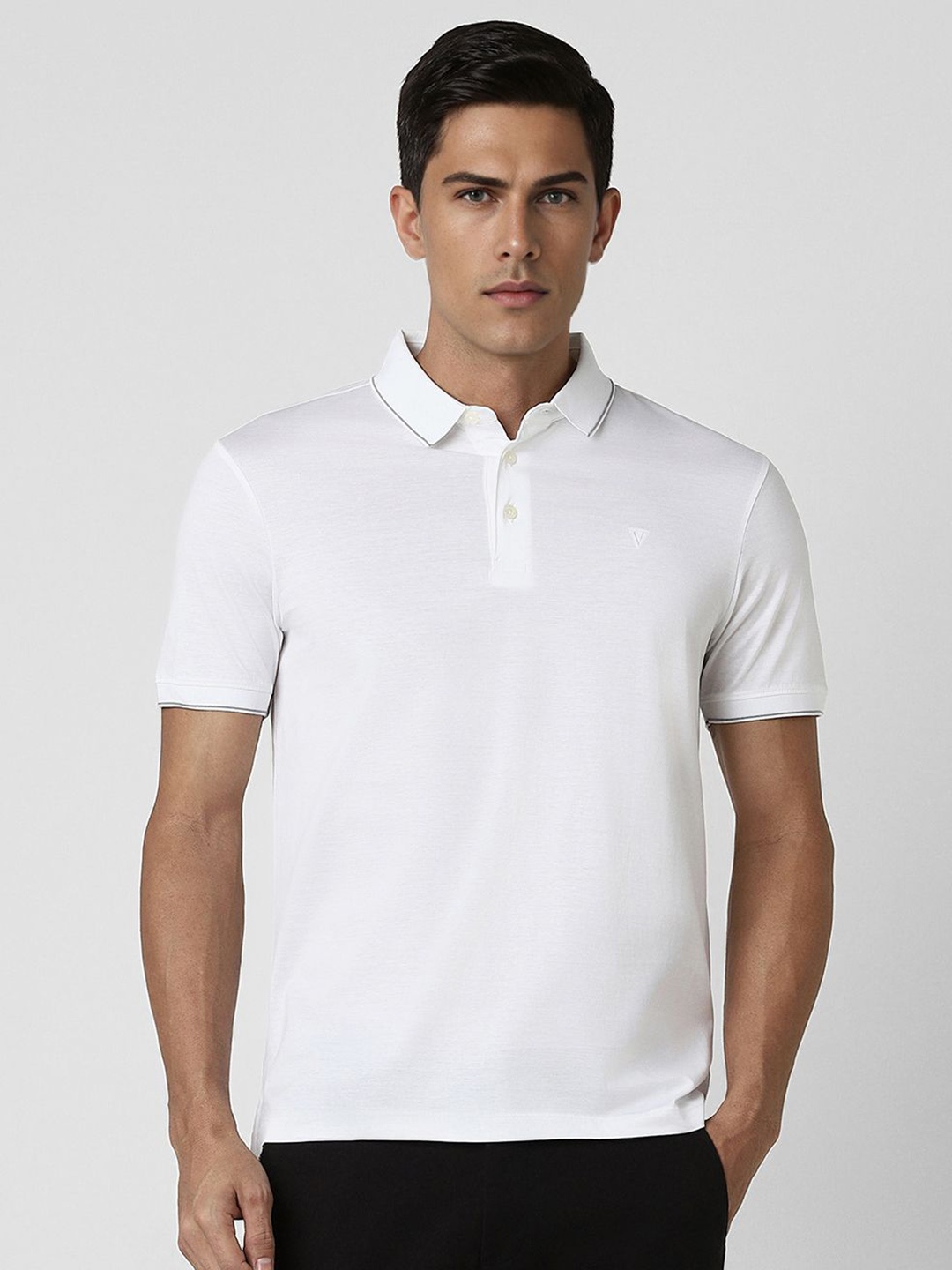 

Van Heusen Men Solid Polo Collar Cotton T-shirt, White