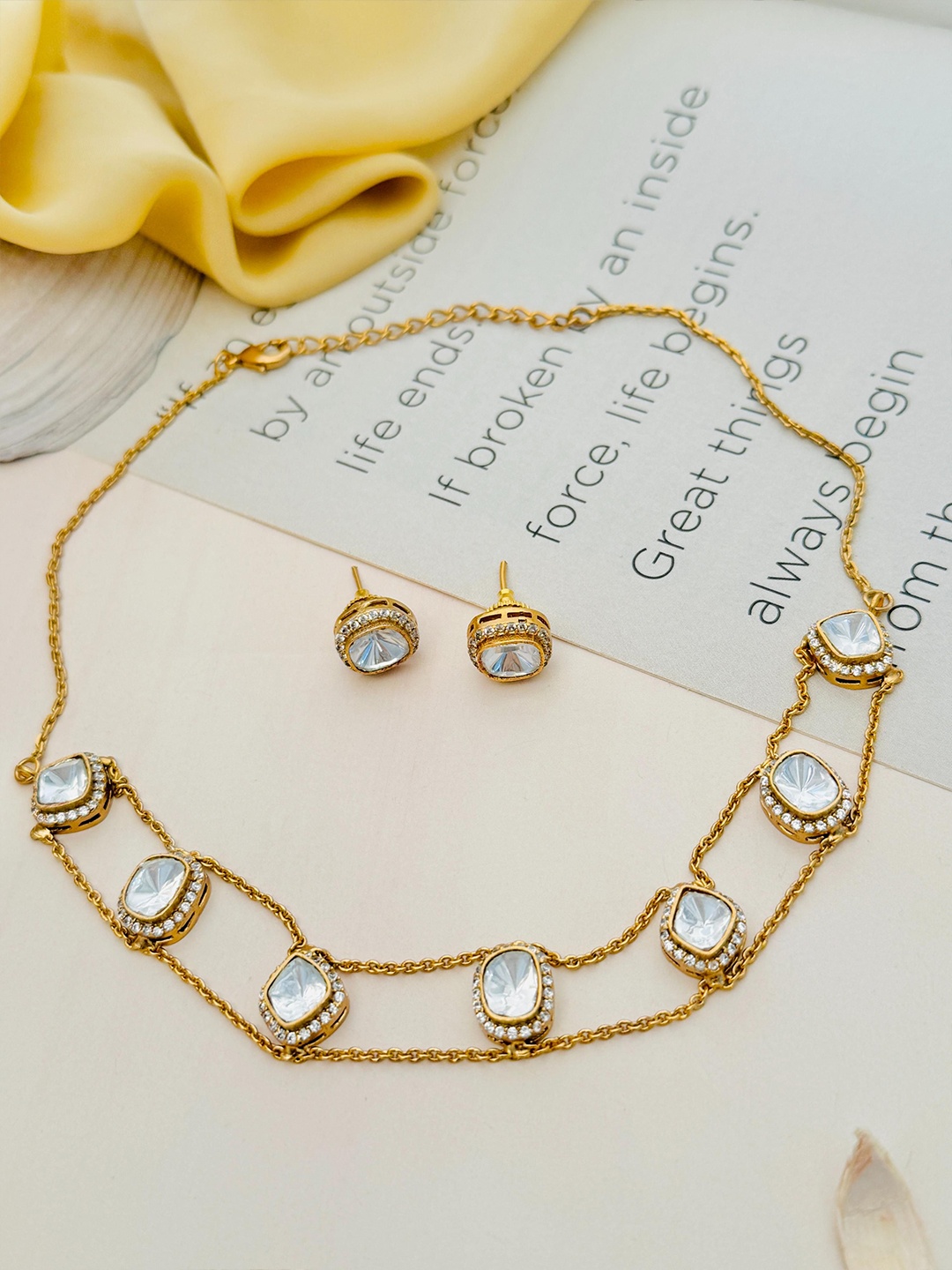 

ABDESIGNS Sophisticated Gold Plated Stones Studded Jewellery Set