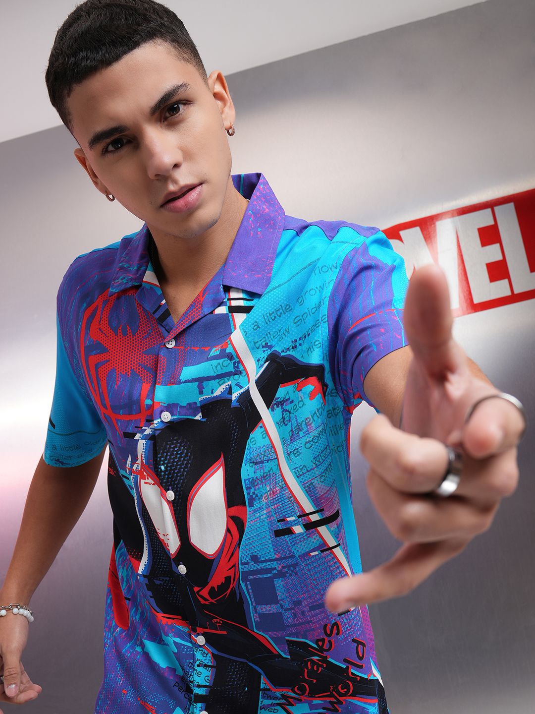 

Highlander Marvel Men Spider-Man Printed Cuban Collar Relaxed Shirt, Multi