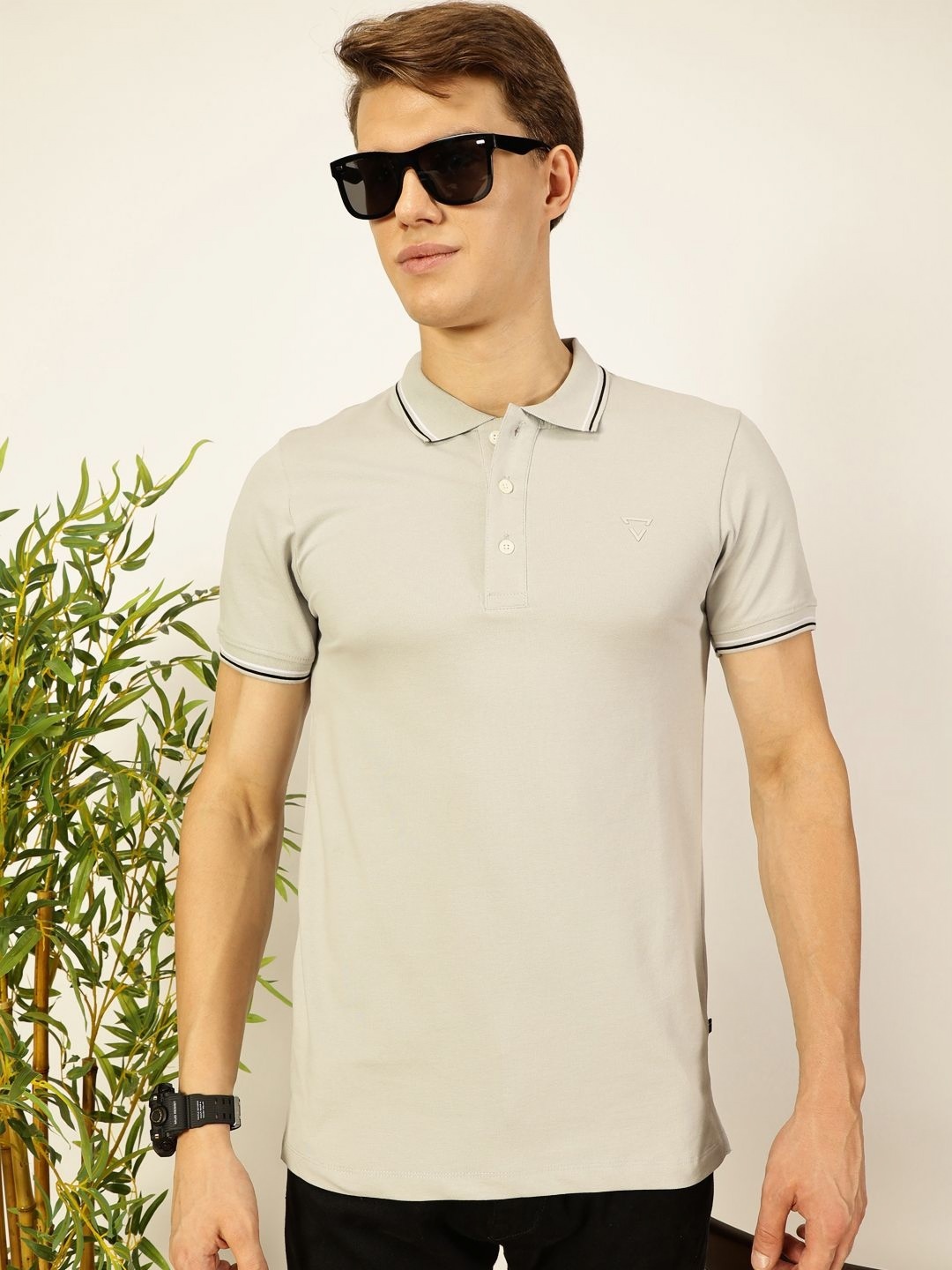 

Thomas Scott Men Solid Polo Collar Cotton T-shirt, Grey