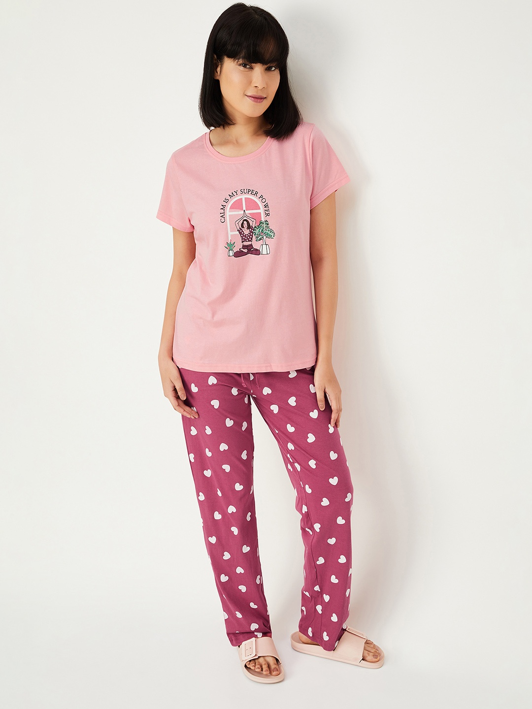 

max Women Printed PJ Set, Pink