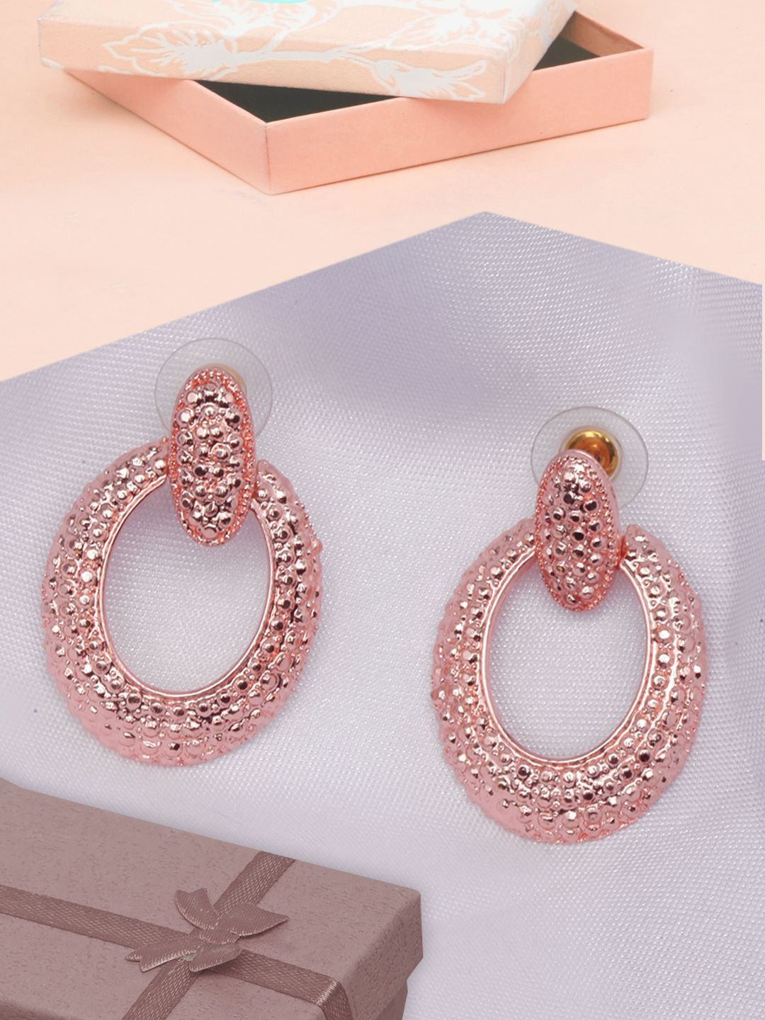 

KPOP Rose Gold-Plated Oval Drop Earrings