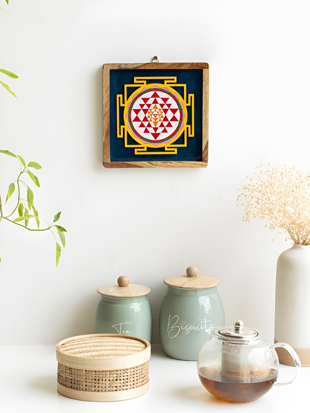 

Mirai Woods Blue & Yellow Wooden Wall Plate