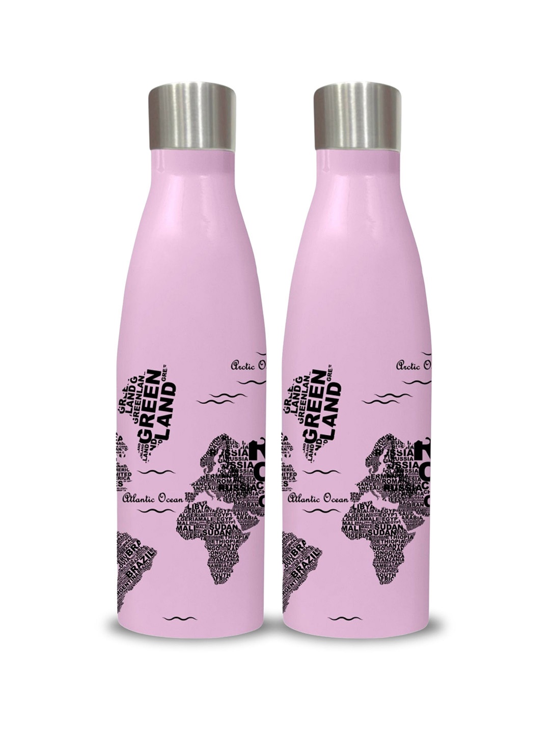 

CLAY CRAFT Pink & Black 2 Pieces Stainless Steel Printed Water Bottle 1.1 l