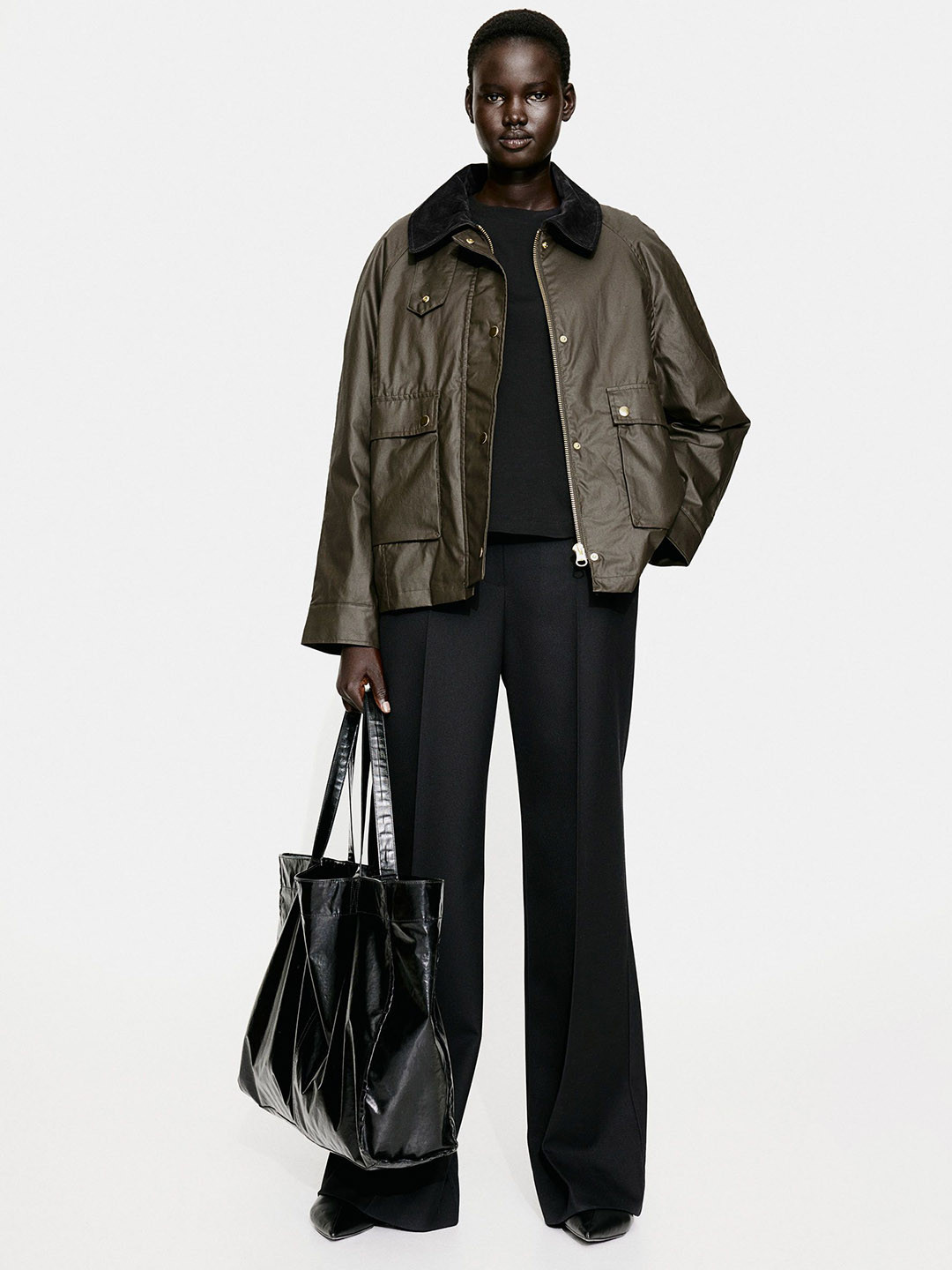 

H&M Waxed Twill Jacket, Green
