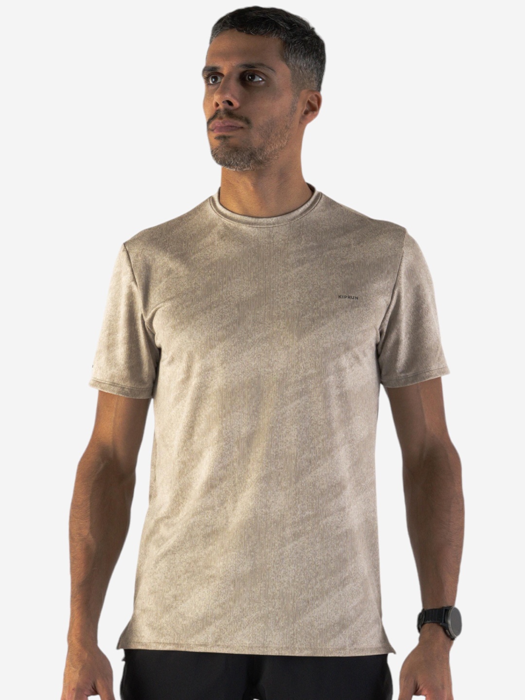 

KIPRUN By Decathlon Men Solid Round Neck T-shirt, Beige