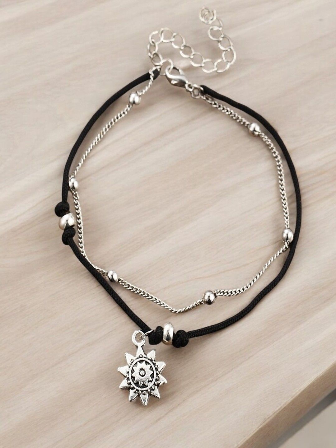 

fabula Silver-Plated Beaded Single Anklet