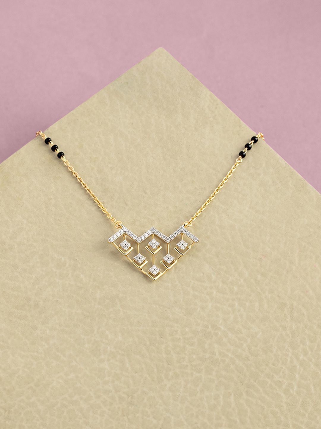 

Mia by Tanishq 14KT BIS Hall Mark Gold & Diamond Mangalsutra, Yellow