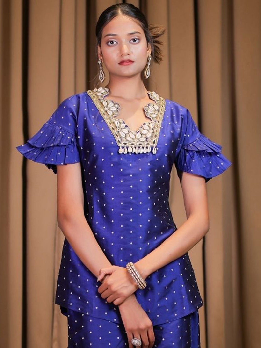 

Foram patel Electric Blue Brocade Embroidered Co-ordset