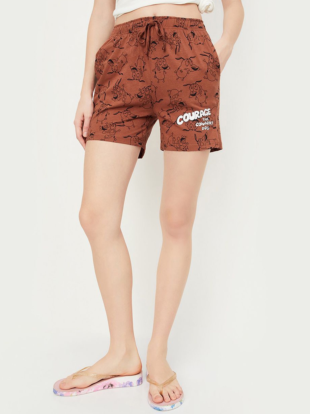 

max Women Conversational Printed Shorts, Brown