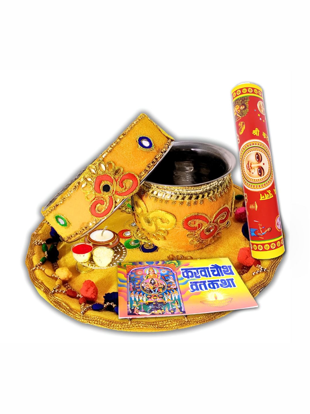 

ME & YOU Red & Yellow Karwa Chauth Puja Thali