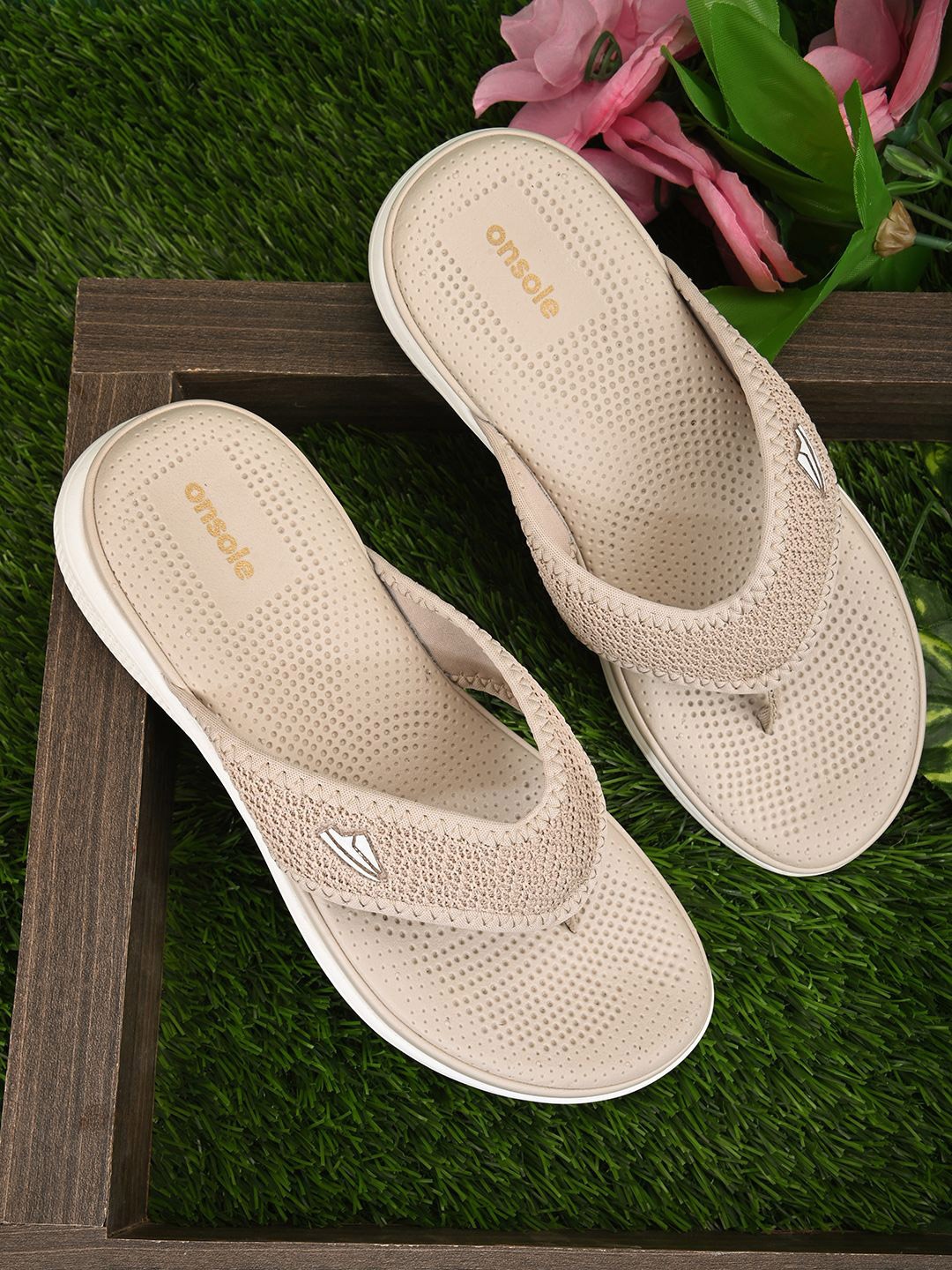 

ONSOLE Women Thong Flip-Flops, Beige