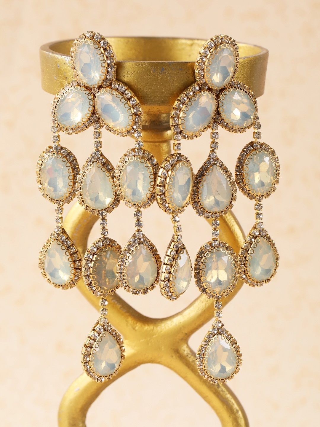 

KPOP Gold-Plated Contemporary Rhinestone Drop Earrings