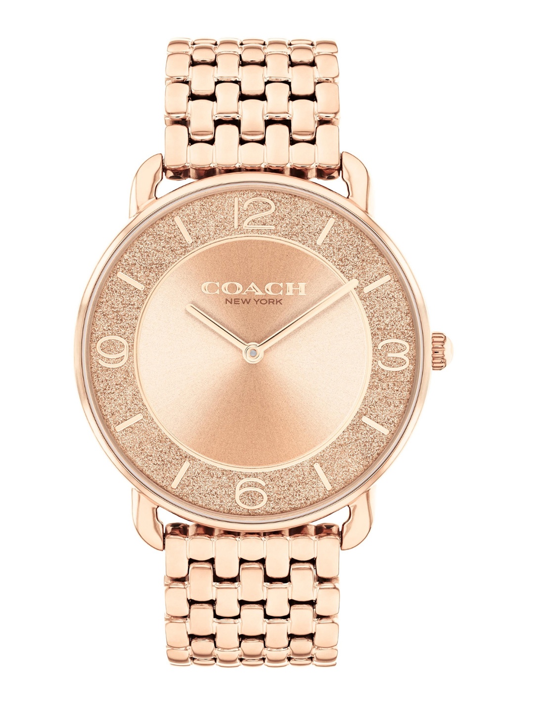 

Coach Women Elliot Embellished Bracelet Style Analogue Watch 14504375, Rose gold