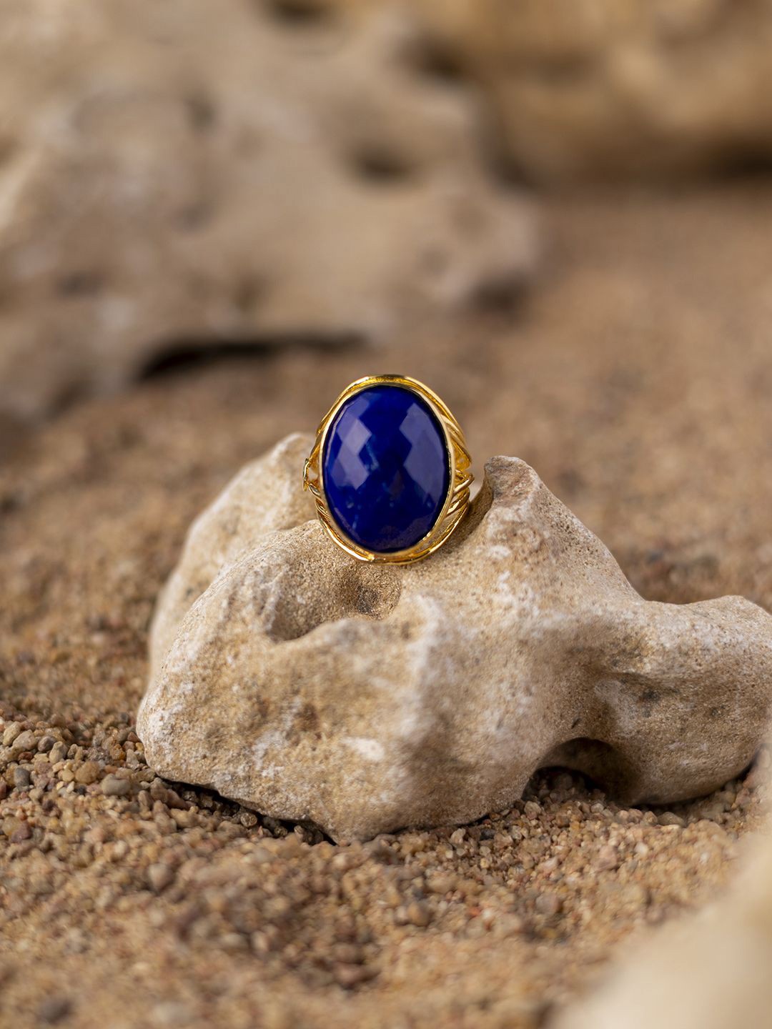

Stone Story By Shruti 18K Gold-Plated Stone-Studded 925 Sterling Silver Finger Ring