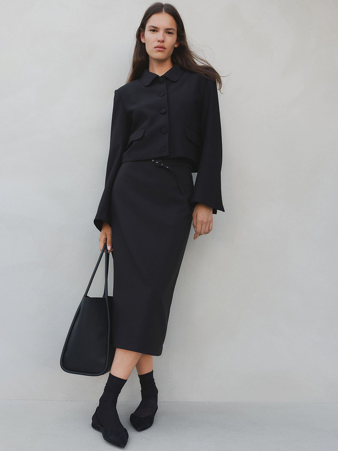

H&M Women Belted Pencil Skirt, Black