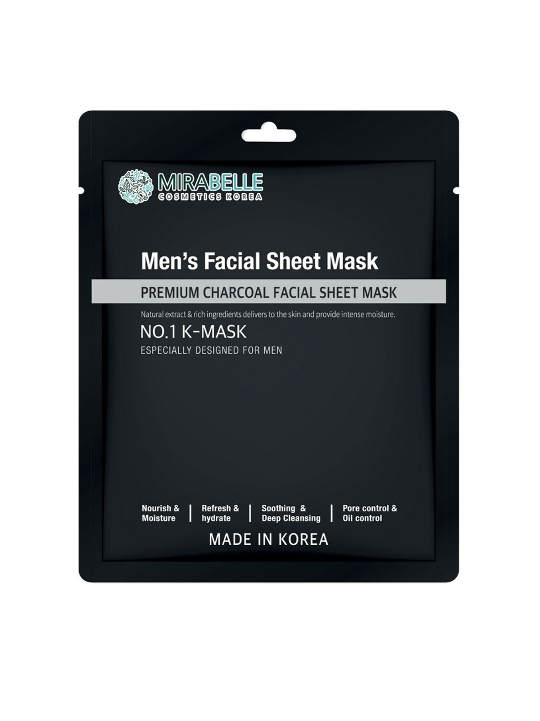 

Mirabelle Cosmetics Korea Men Charcoal Facial Sheet Mask - 25 ml, Black