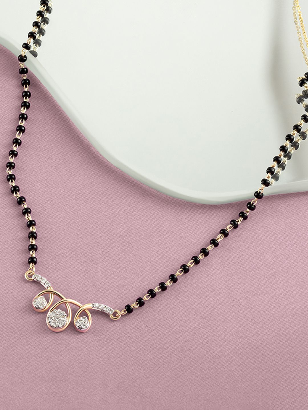 

Mia by Tanishq Women 14 KT Twilight Swirls Gold & Diamond Mangalsutra, Black