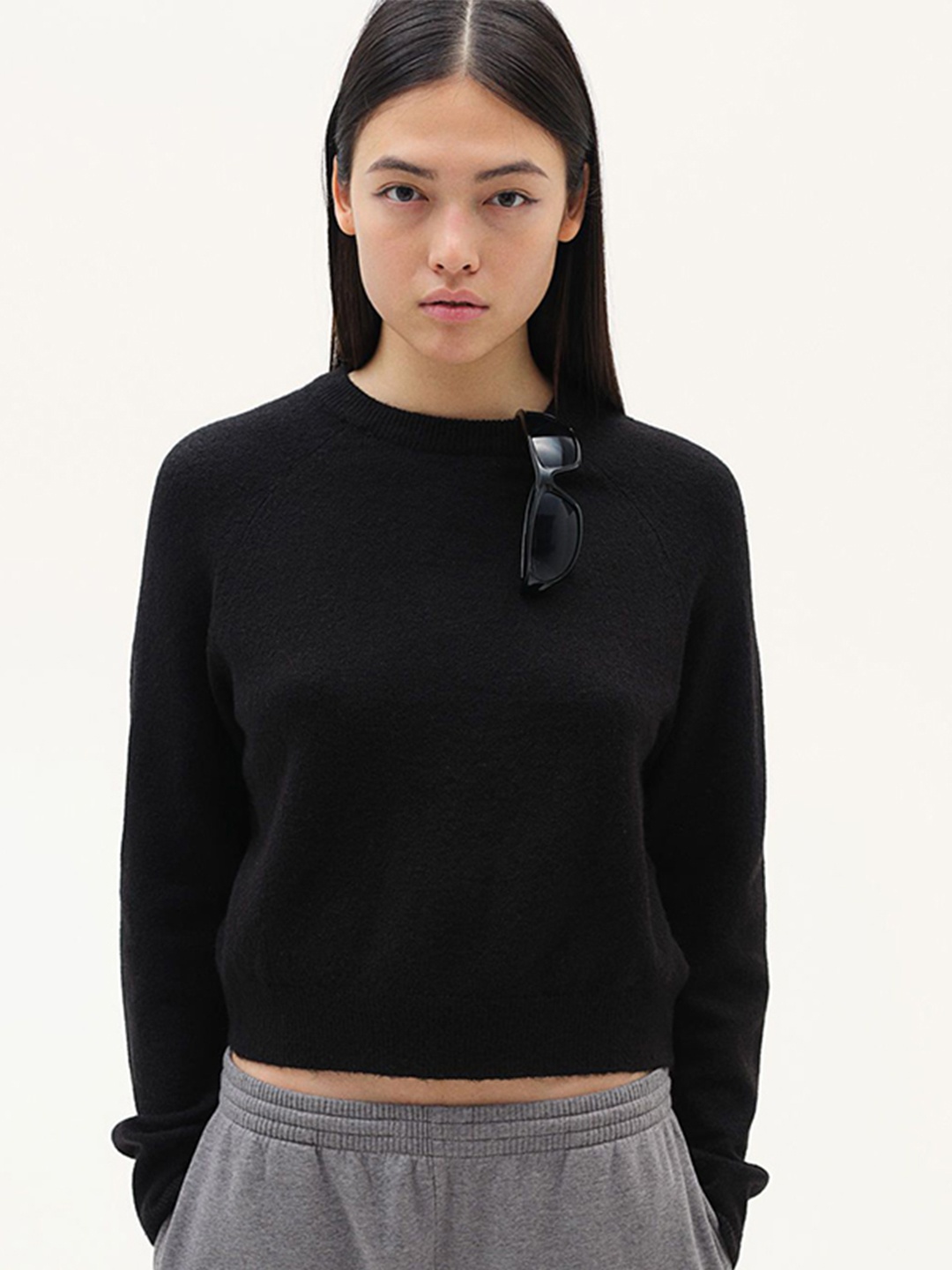

H&M Short Fine-Knit Jumper, Black