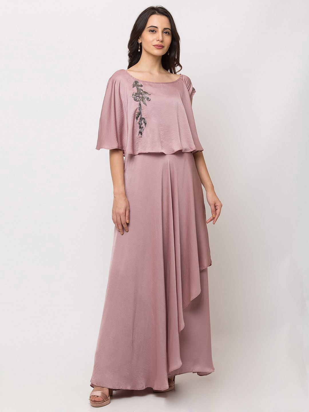 

SHECZZAR Women Pink Satin Maxi Dress