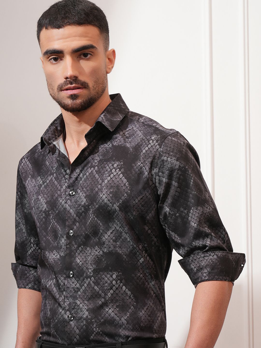 

Locomotive Luxe Men Printed Occasion Shirt, Black