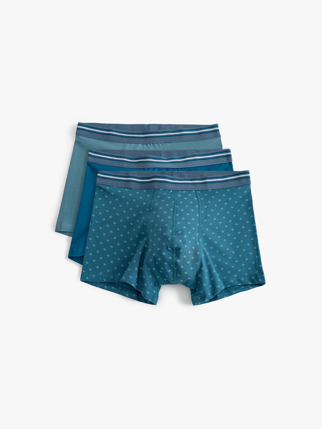 

Koton Pack Of 3 Printed Cotton Trunks 8684287565357, Blue