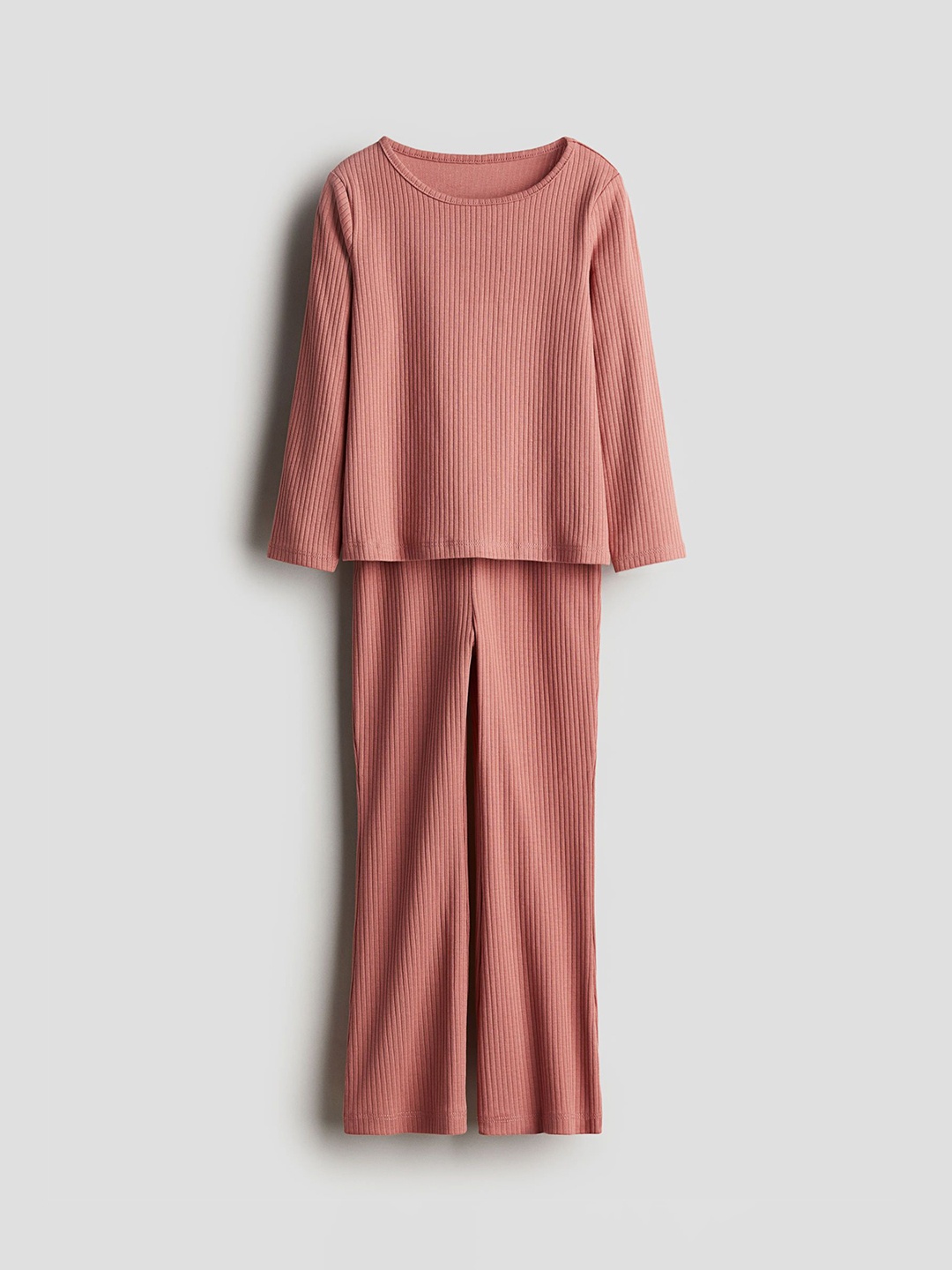 

H&M Girls 2-Piece Ribbed Cotton Set, Orange