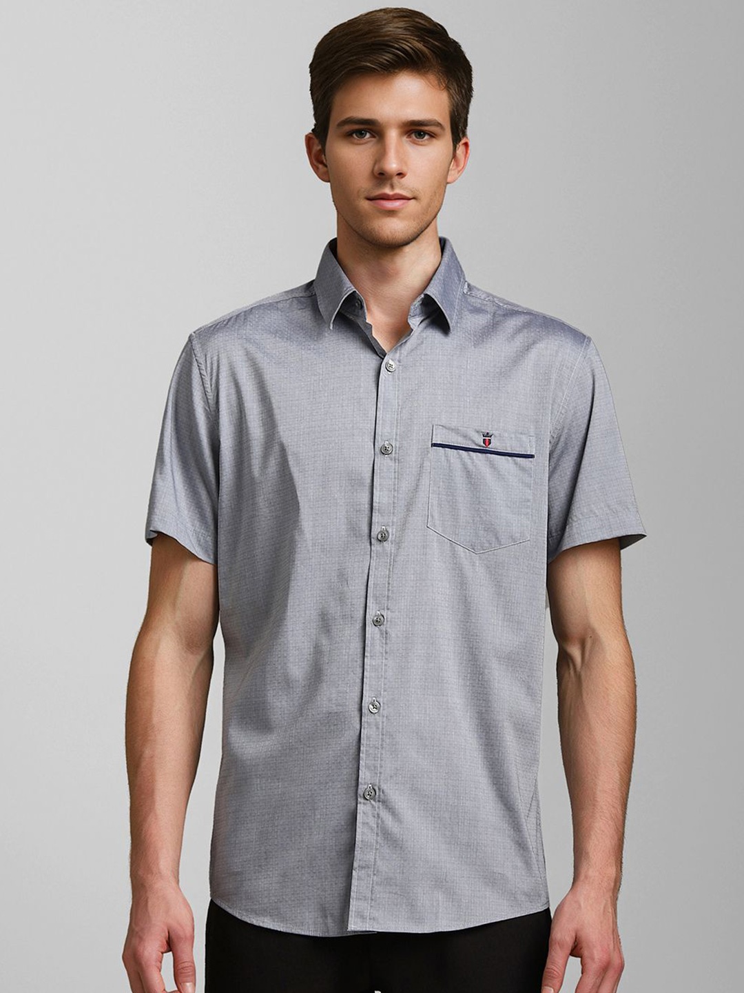 

Louis Philippe Sport Men Slim Fit Abstract Printed Pure Cotton Casual Shirt, Grey