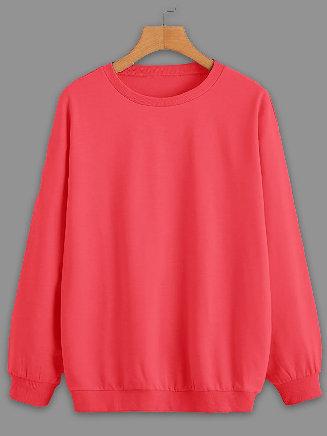 

MACK JONNEY Men Solid Round Neck Fleece Pullover Sweatshirt, Pink