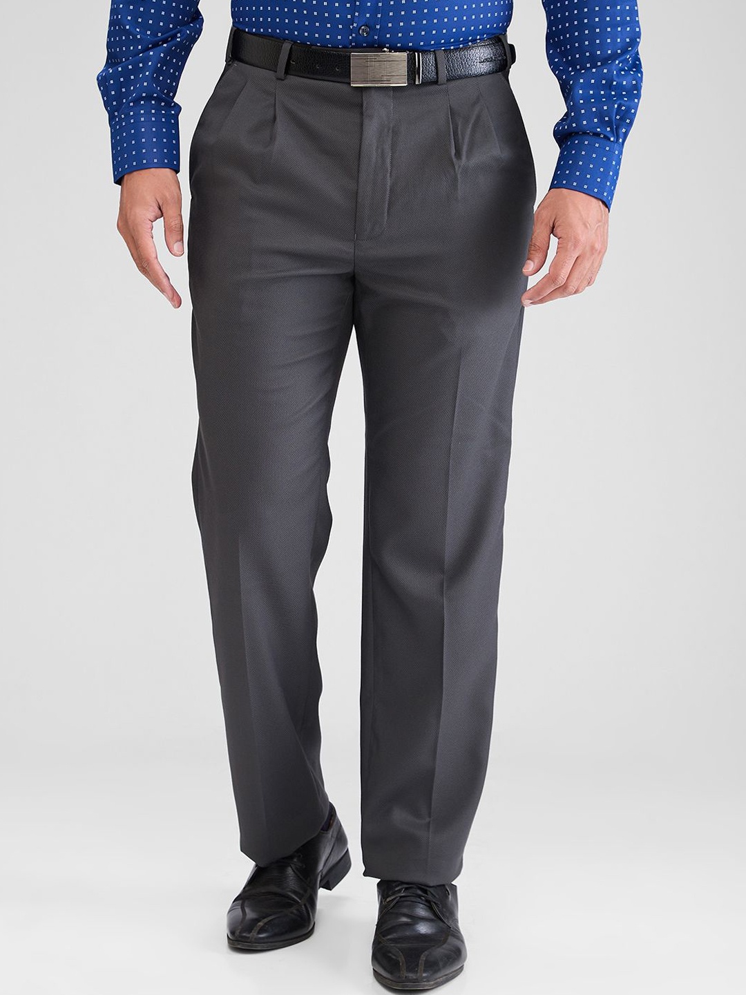 

Park Avenue Men Pleated Formal Trousers, Grey