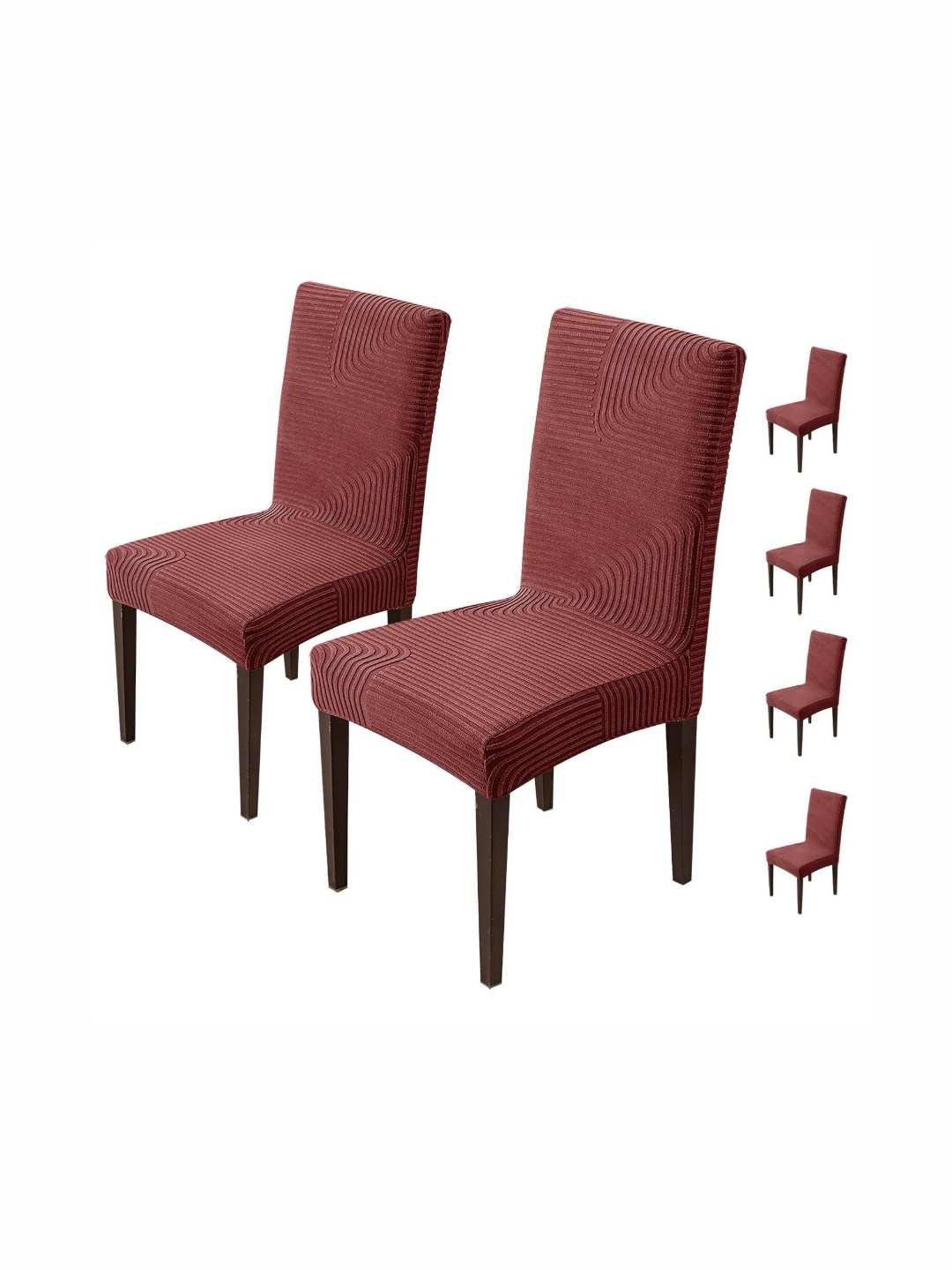 

HOUSE OF QUIRK Maroon 6 Pieces Jacquard Self Design Removable Chair Covers