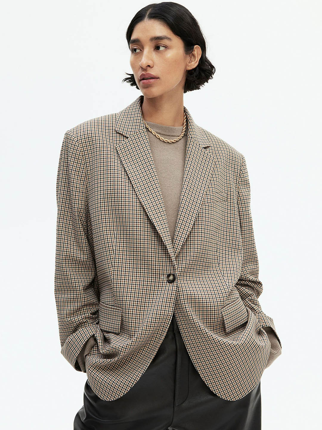 

H&M Loose Fit Blazer, Beige