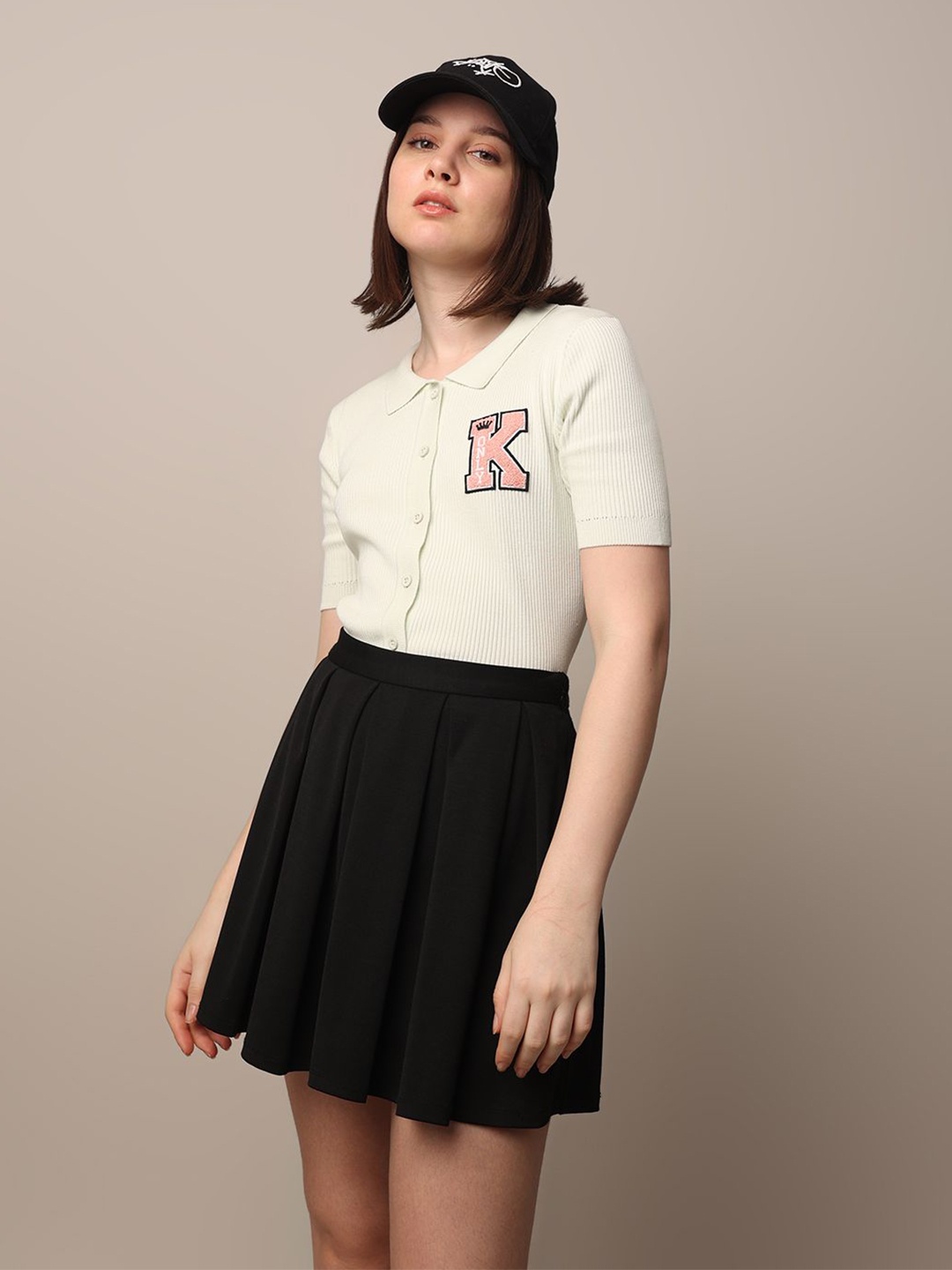 

ONLY Women Solid Shirt Collar Top, Beige