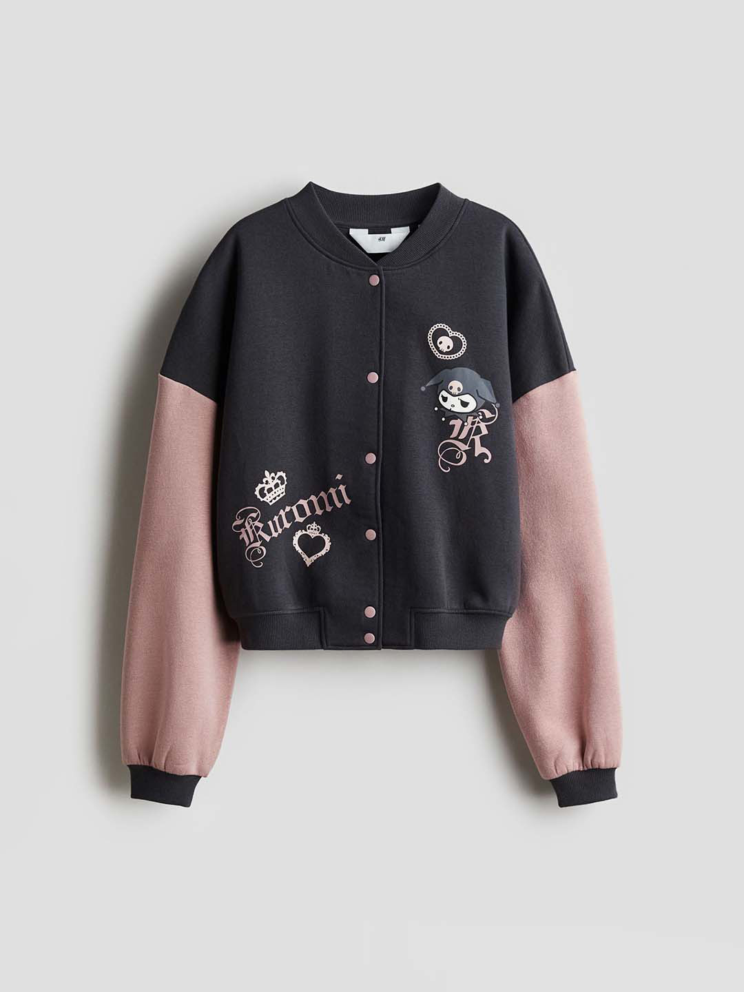 

H&M Girls Print-Motif Baseball Jacket, Grey
